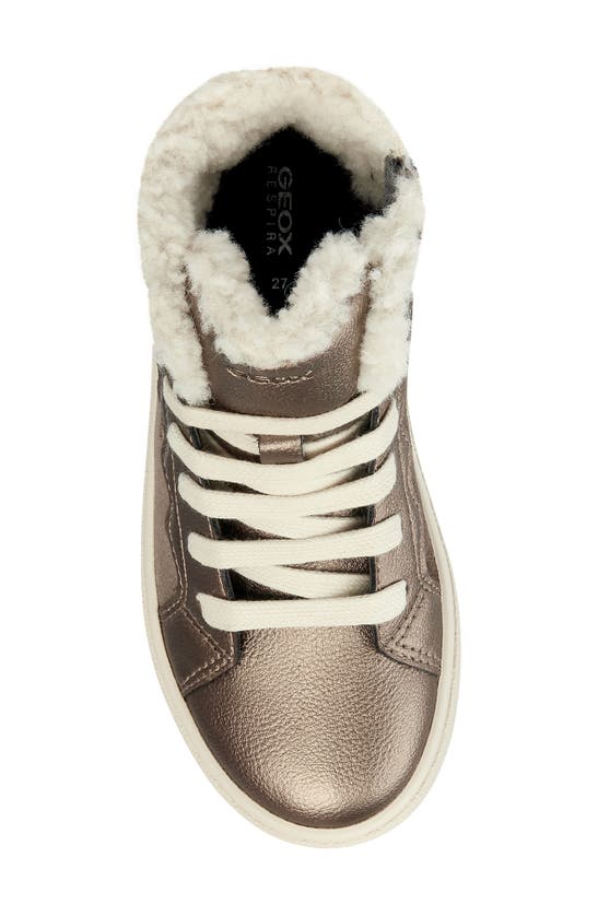 Shop Geox Kids' Theleven Waterproof Faux Fur Lined Sneaker In Smoke Grey