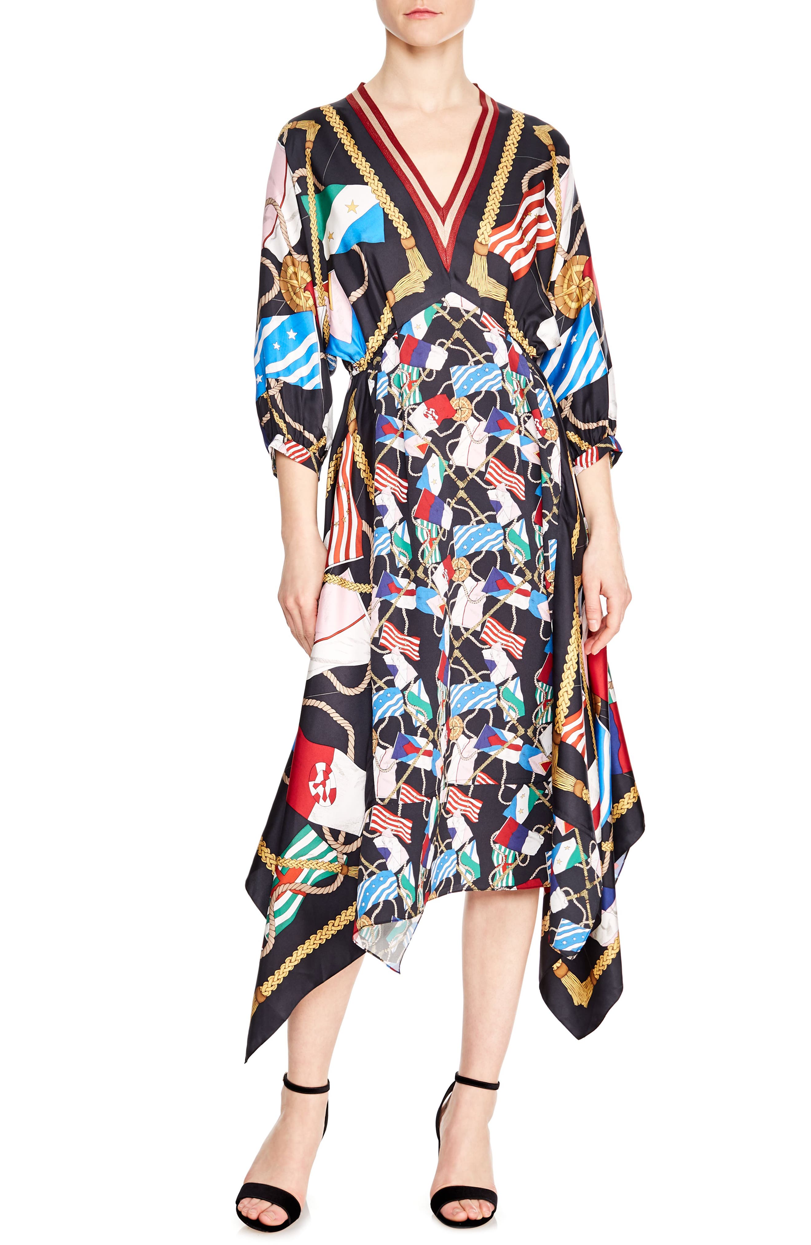 Sandro Lauriane Silk Midi Dress, 4 FR - Black