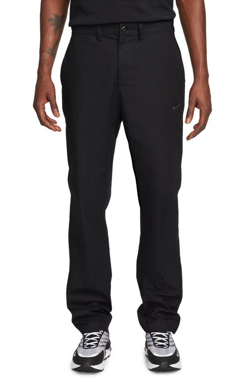 Shop Nike Club Flat Front Straight Leg Chinos In Black/black