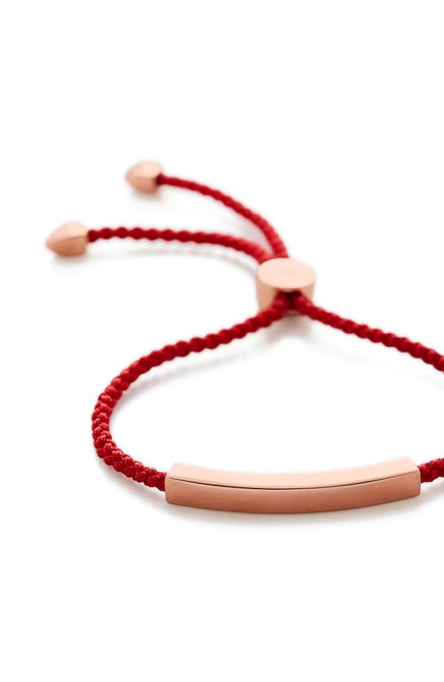 Shop Monica Vinader Engravable Linear Friendship Bracelet In Rose Gold/coral