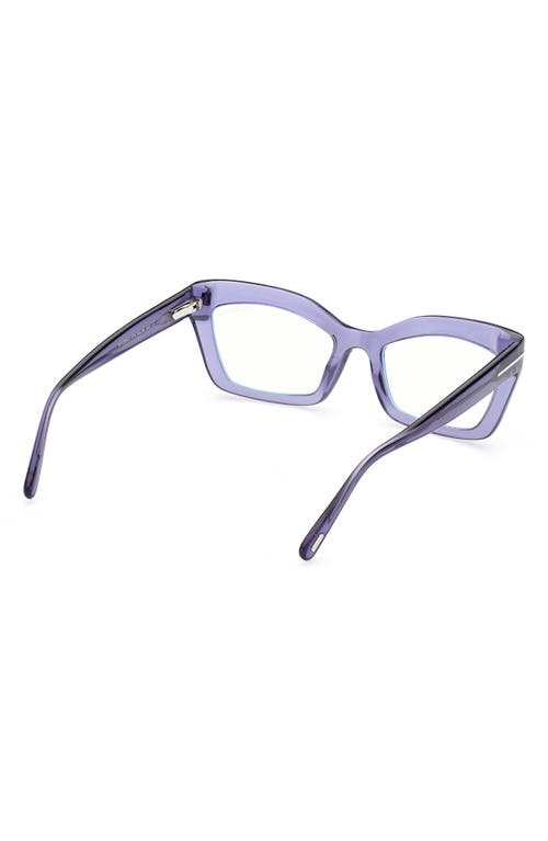 Tom Ford 54mm Cat Eye Blue Light Blocking Glasses In Shiny Bordeaux/grad Bordeaux