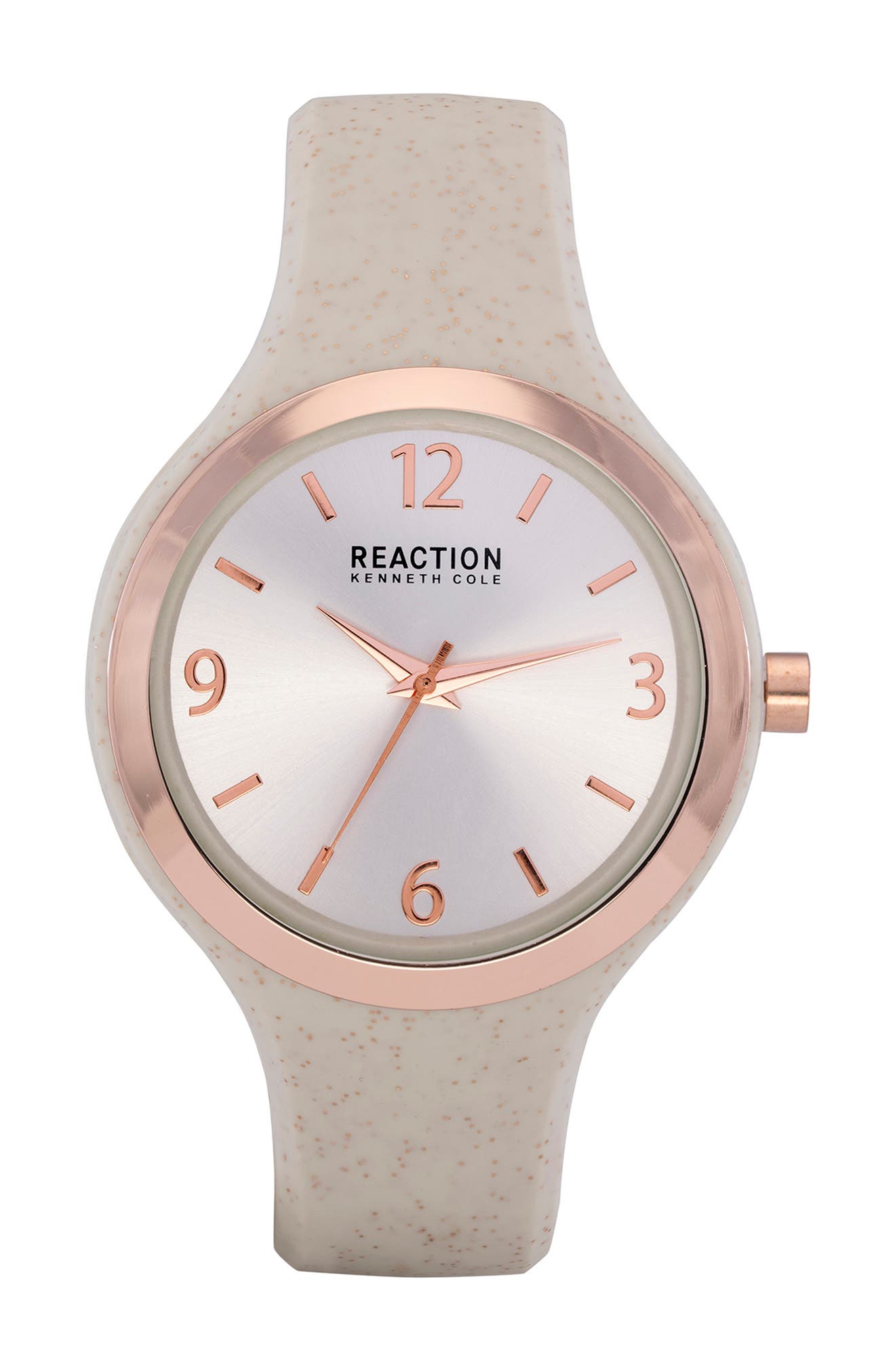 Kenneth Cole Reaction Women's Reaction 3 Hands Silver Dial Silicone Watch In White