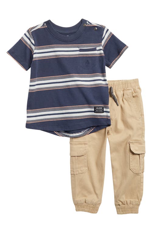 Volcom Babies'  Stripe T-shirt & Joggers Set In Navy