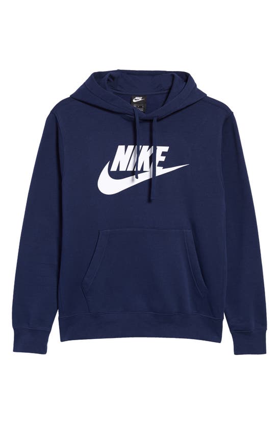 Nike Sportswear Club Fleece Logo Hoodie In Midnight Navy/ White