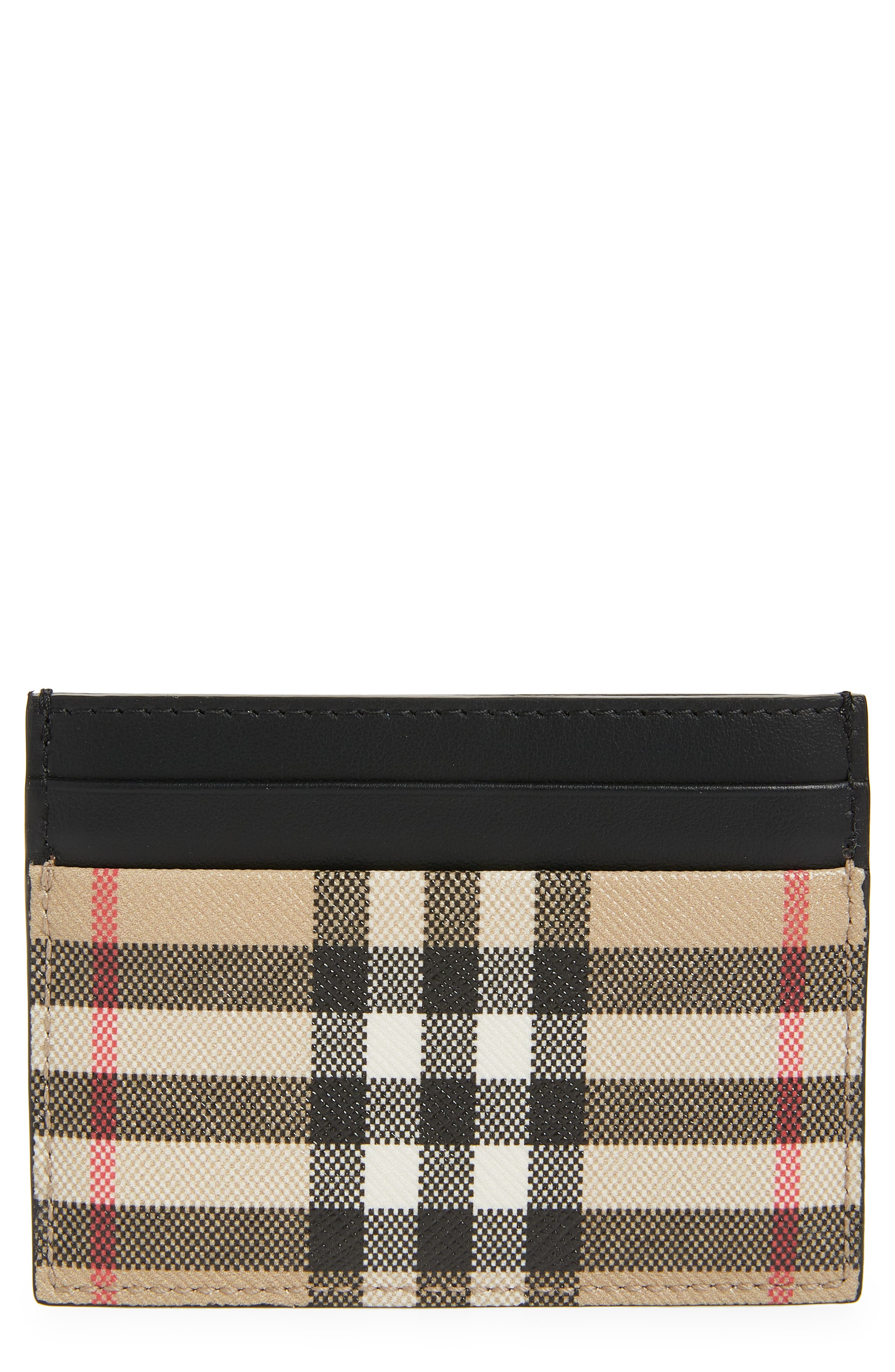 Burberry Sandon Vintage Check Leather Card Case in Archive Beige at Nordstrom