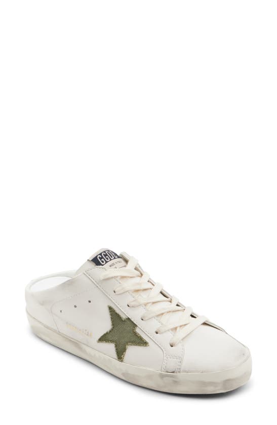 Shop Golden Goose Super-star Sabot Mule Sneaker In White/ Green