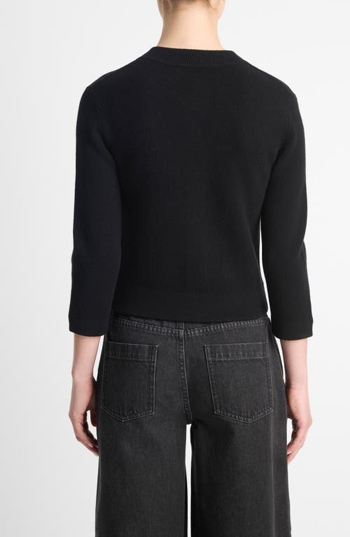 Shop Vince Shrunken Wool & Cashmere Snap Cardigan In Black