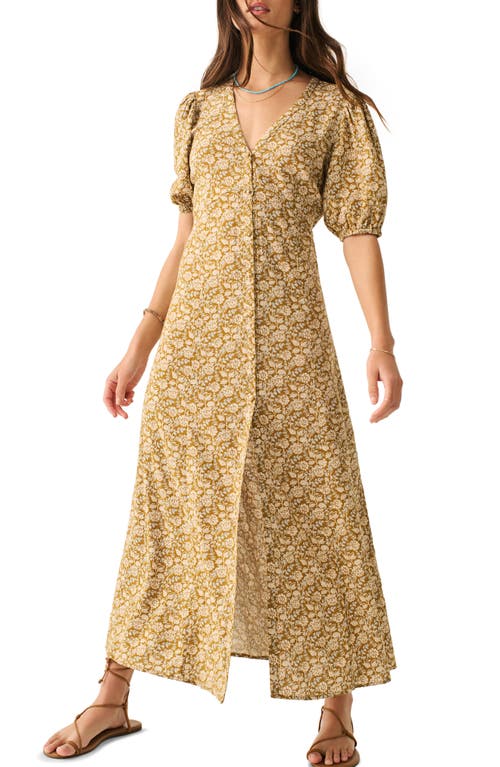 Shop Faherty Havana Floral Linen Blend Maxi Dress In Golden Theodora Floral