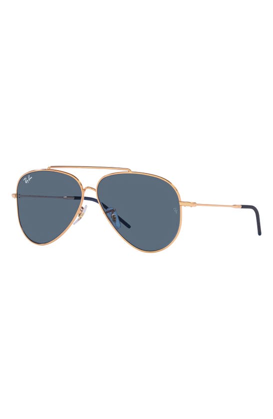 Ray Ban Reverse 62mm Oversize Aviator Sunglasses In Dark Blue