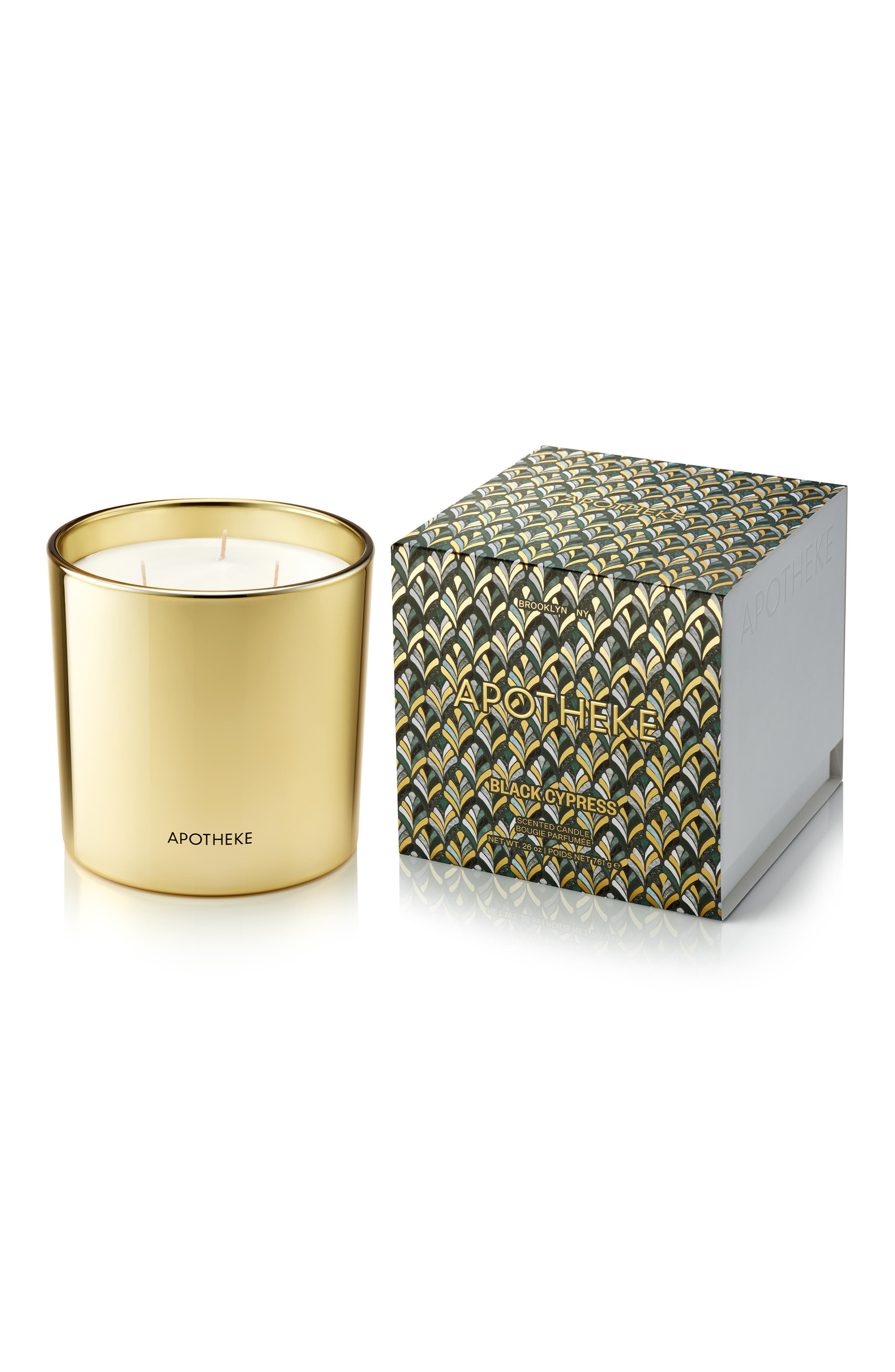 APOTHEKE Three-Wick Scented Candle in Black Cypress 