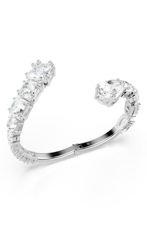 Swarovski Matrix Crystal Hinged Bangle In White/silver