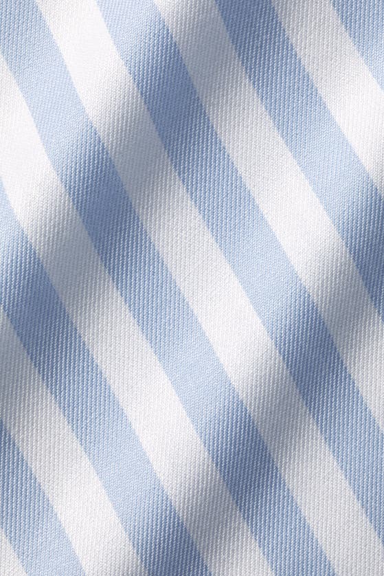 Shop Charles Tyrwhitt Wide Stripe Non-iron Twill Cutaway Slim Fit Shirt Single Cuff In Sky Blue