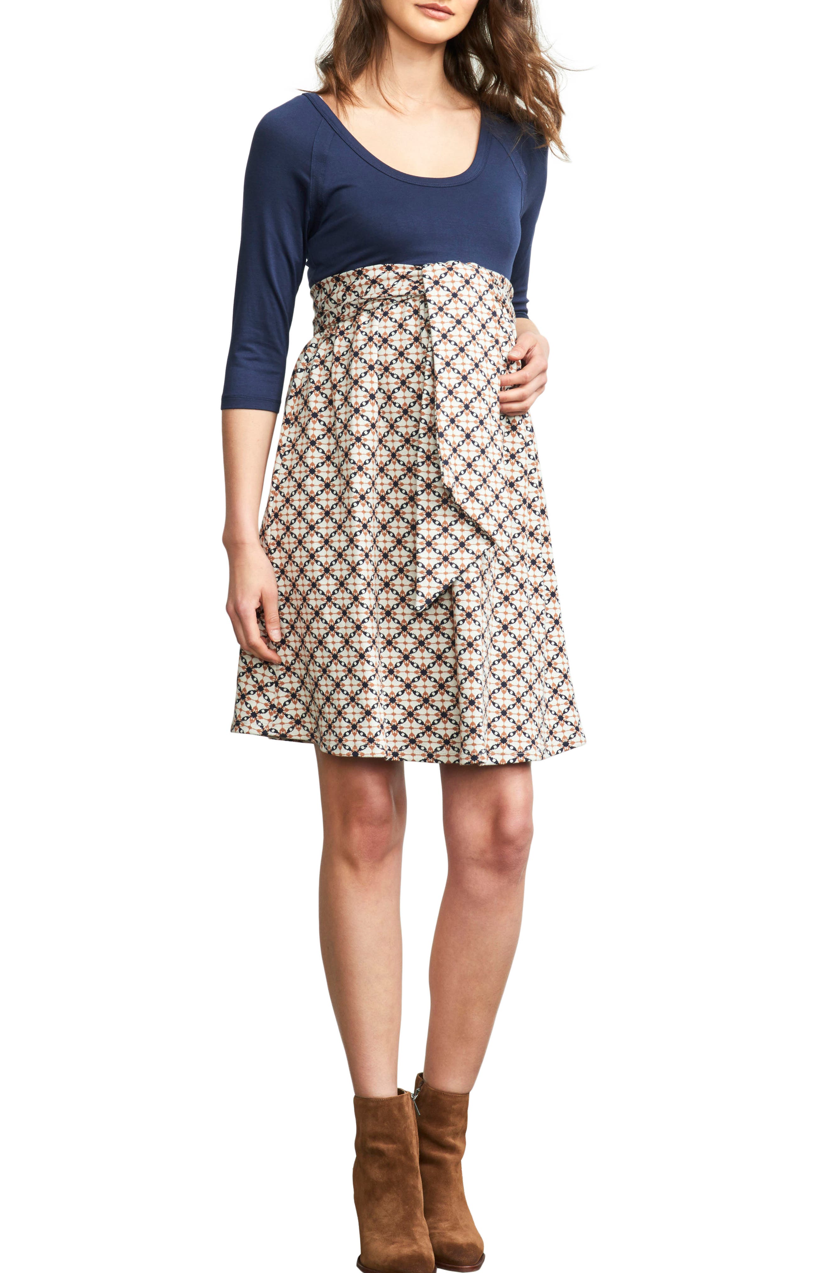 Maternal America Scoop Neck Maternity Dress, Blue