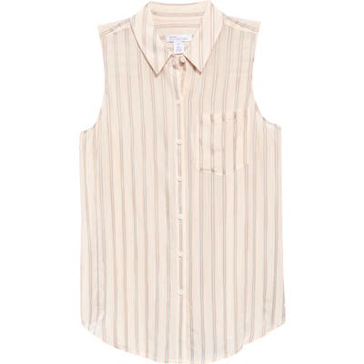 Nordstrom Signature Sleeveless Button-Up Shirt, Coral