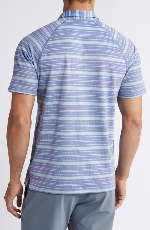 Shop Rhone Delta Stripe Piqué Golf Polo In Ocean Blue Stripe