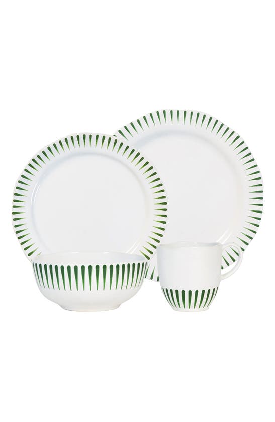 Shop Juliska Sitio Stripe 4-piece Place Setting In Basil