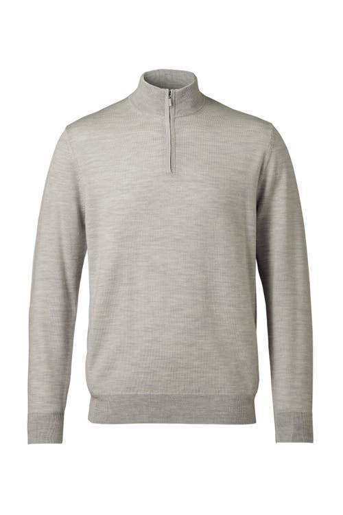 Charles Tyrwhitt Pure Merino Zip Neck Sweater In Silver Grey