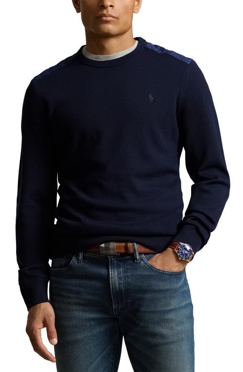 Shop Polo Ralph Lauren Merino Wool Crewneck Sweater In Piper Navy