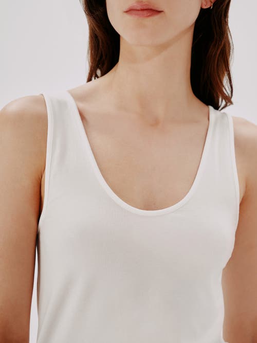Another Tomorrow Scoop-neck Jersey Tank Top In White