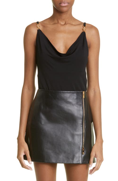 Versace Medusa Medallion Cowl Neck Jersey Tank Minidress in Black