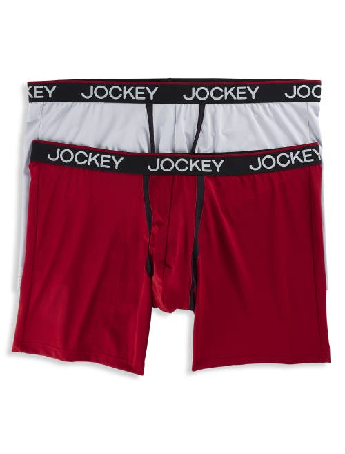 Shop Jockey 2-pk Chafe-proof Micro Boxer Briefs In Red/gry Dove