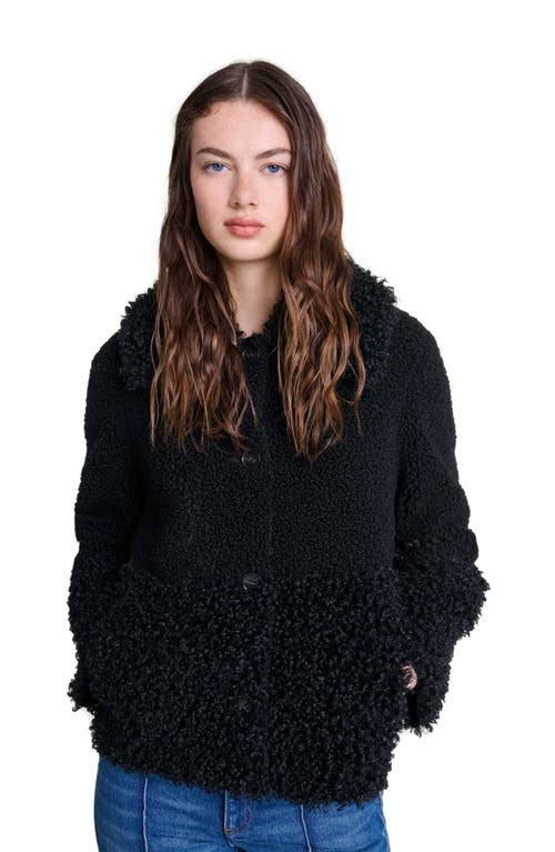 Maje Gipette Faux Fur Jacket In Black