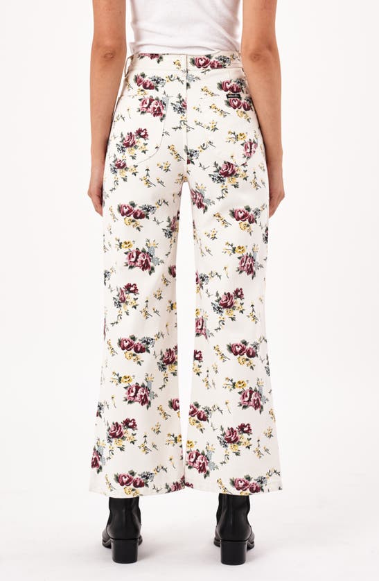 Shop Rolla's Floral Wide Leg Ankle Jeans In Cream