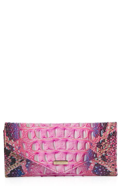 Brahmin Veronica Melbourne Croc Embossed Leather Envelope Wallet in Pink Cobra