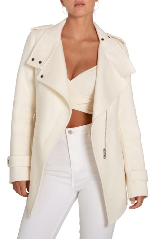 Belle & Bloom Bad Girl Wool Blend Moto Coat In Cream