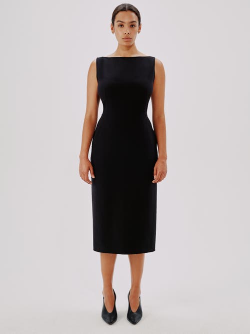 Another Tomorrow Doppio Boatneck Dress In Black