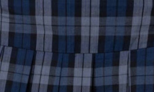 Shop Edikted Ara Plaid Pleated Cotton Blend Miniskort In Dark-blue