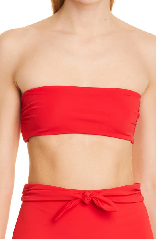 Mara Hoffman Abigail Ribbed Recycled Bandeau Bikini Top In Red Coat