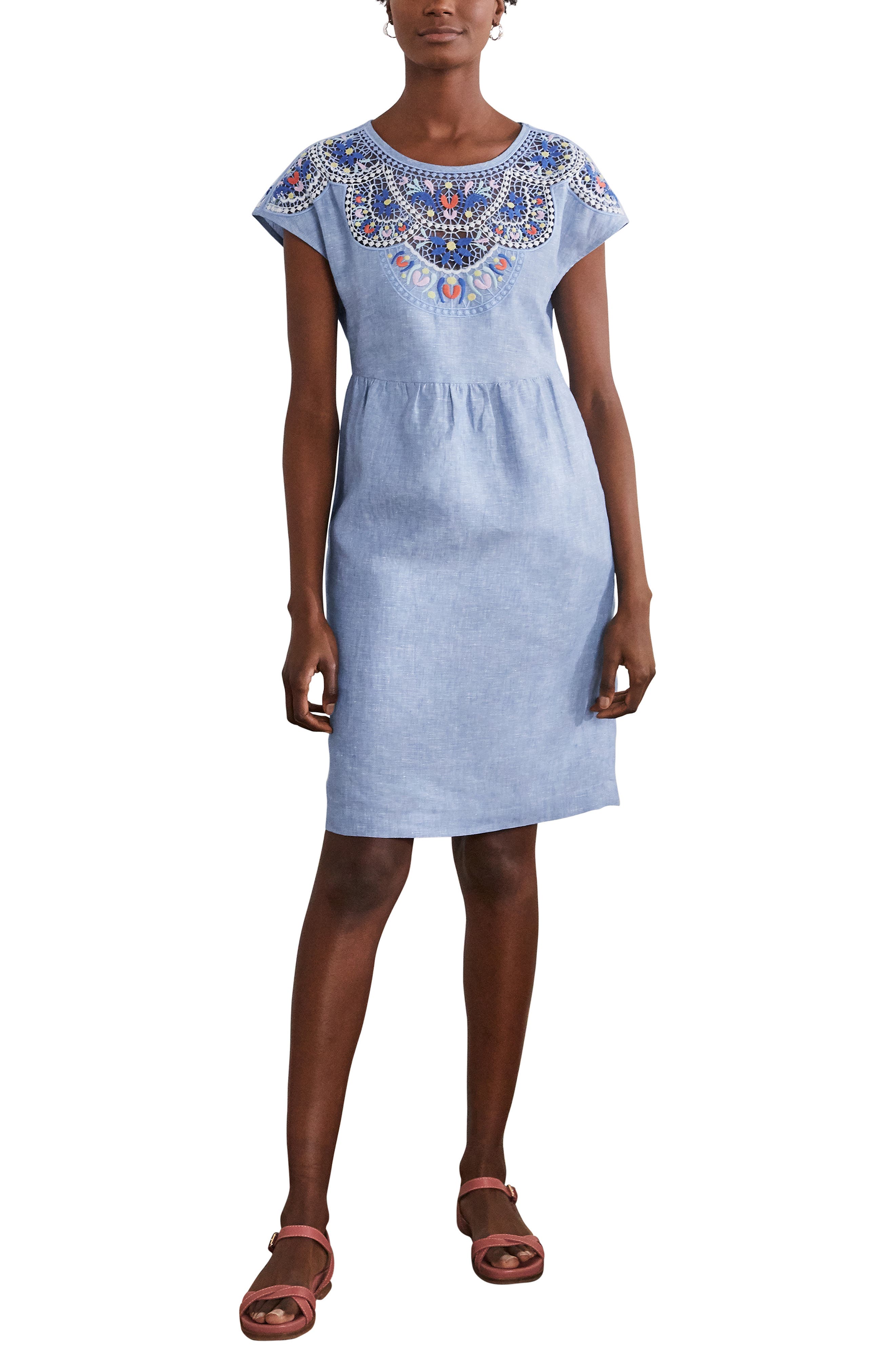 Boden Fleur Embroidered Linen Dress In 