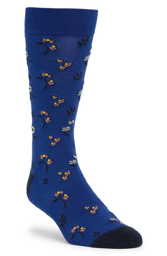 Nordstrom Cushion Foot Dress Socks In Blue Sodalite Spring Floral