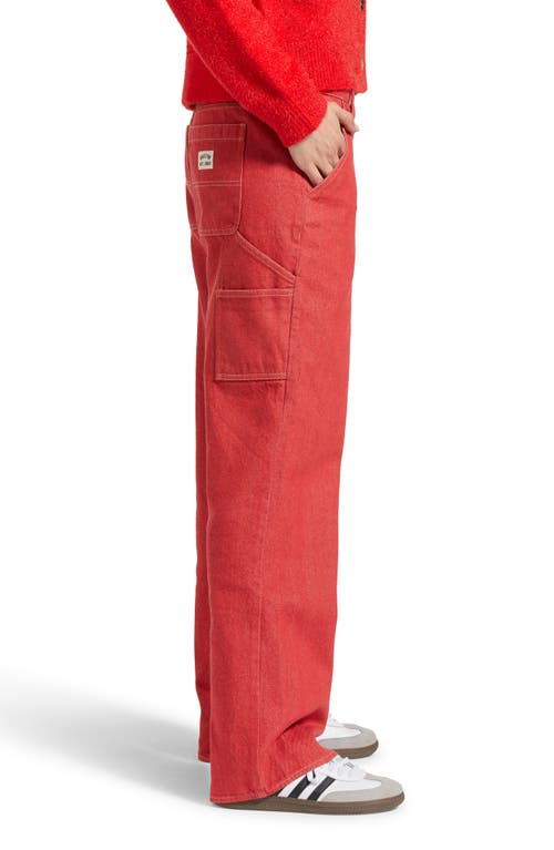 Shop Brixton Essex Wide Leg Painter Pants In Mars Red