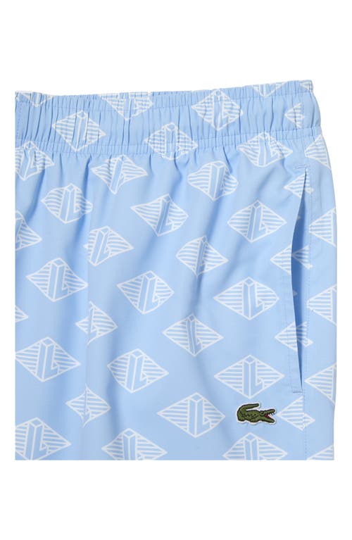 Shop Lacoste Uni Swim Trunks In Fv2 Overview/flour