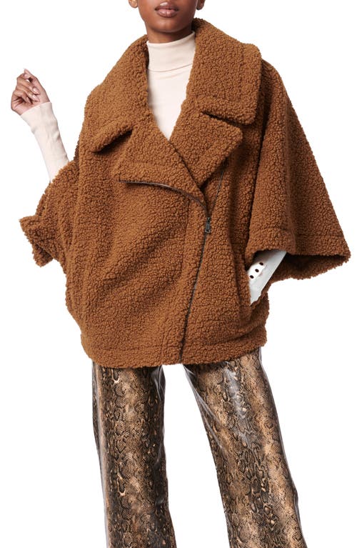 Shop Bernardo Faux Shearling Cape Jacket In Camel