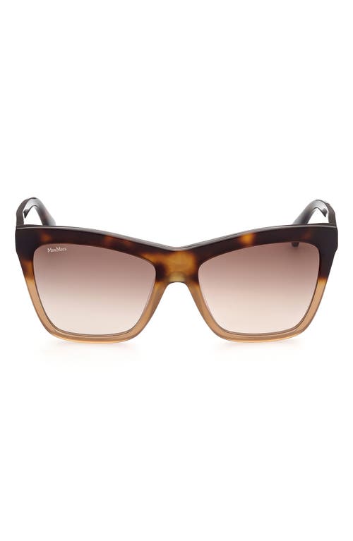 Shop Max Mara 55mm Geometric Sunglasses In Havana/other/gradient Brown