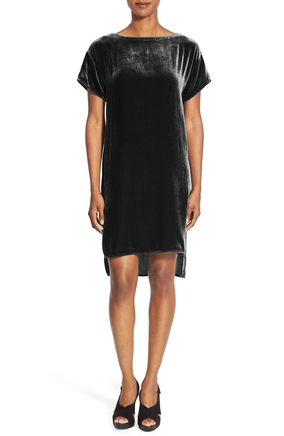 eileen fisher short velvet shift dress