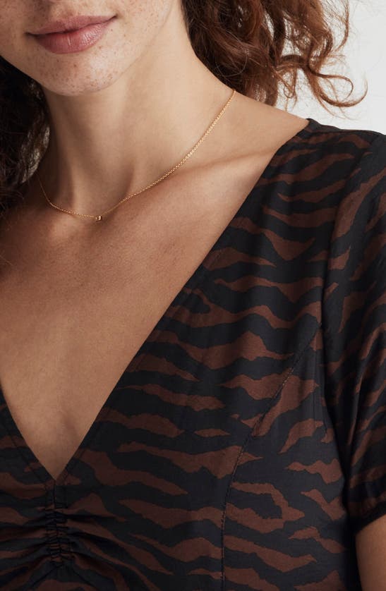Shop Madewell Abstract Animal Print V-neck Minidress In True Black