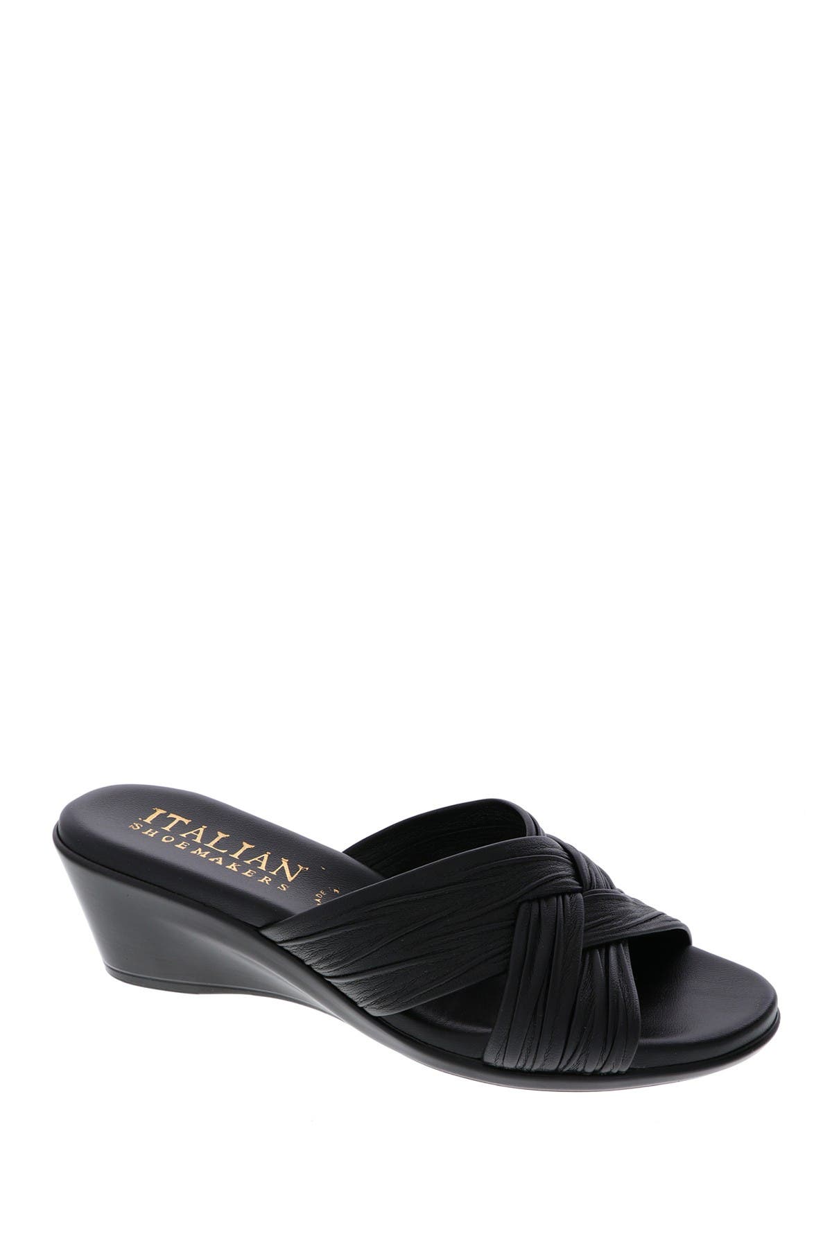 Italian Shoemakers Saylor Criss-cross Strap Wedge Sandal In Black