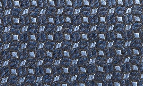 Shop Canali Neat Geometric Silk Tie In Dark Blue