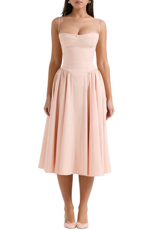 Samaria Corset Fit & Flare Dress in Peach Parfait