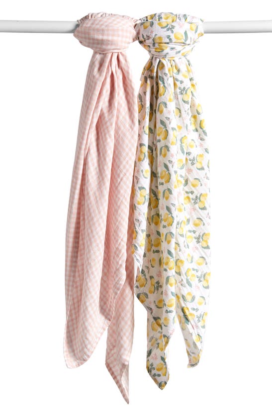 Shop Nordstrom 2-pack Assorted Muslin Swaddles In Lemon Gingham Pack