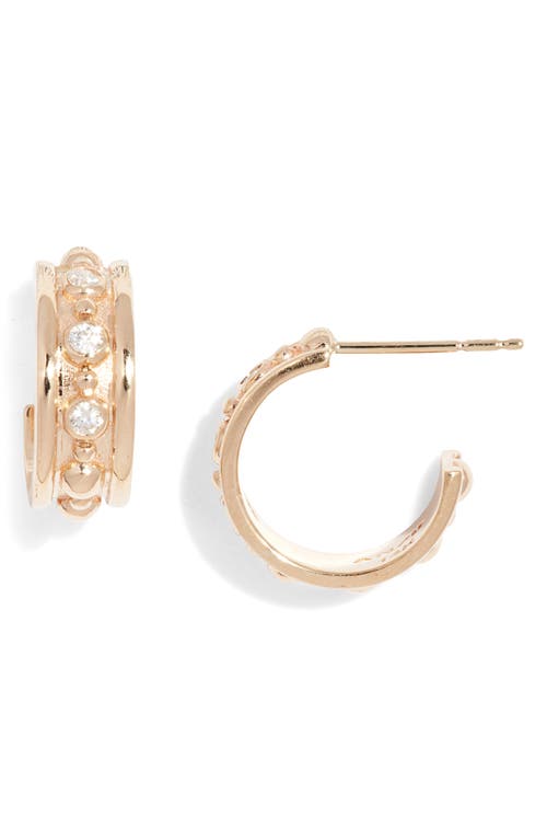 Anzie Dew Drop Marine Huggie Hoop Earrings In Gold/diamond