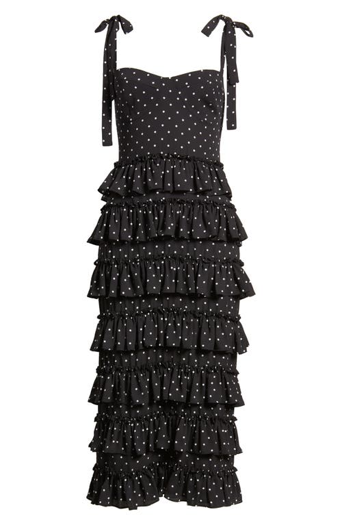 Shop Wayf The Masie Polka Dot Tiered Dress In Black Polka Dot