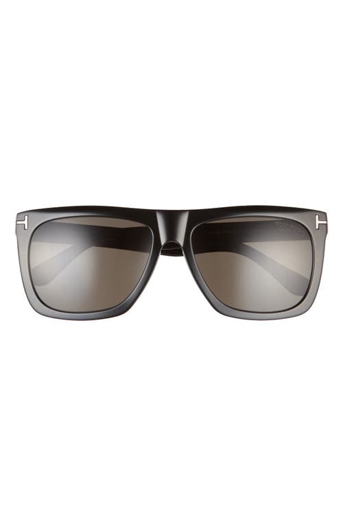 Shop Tom Ford Morgan 57mm Flat Top Sunglasses In Shiny Black/smoke Polarized