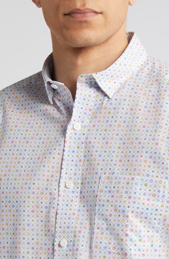 Shop Johnston & Murphy Floral Cotton Button-up Shirt In White Multi