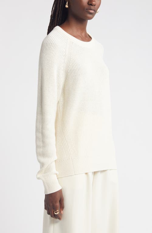 Shop Nordstrom Cotton & Merino Wool Rib Sweater In Ivory Pristine