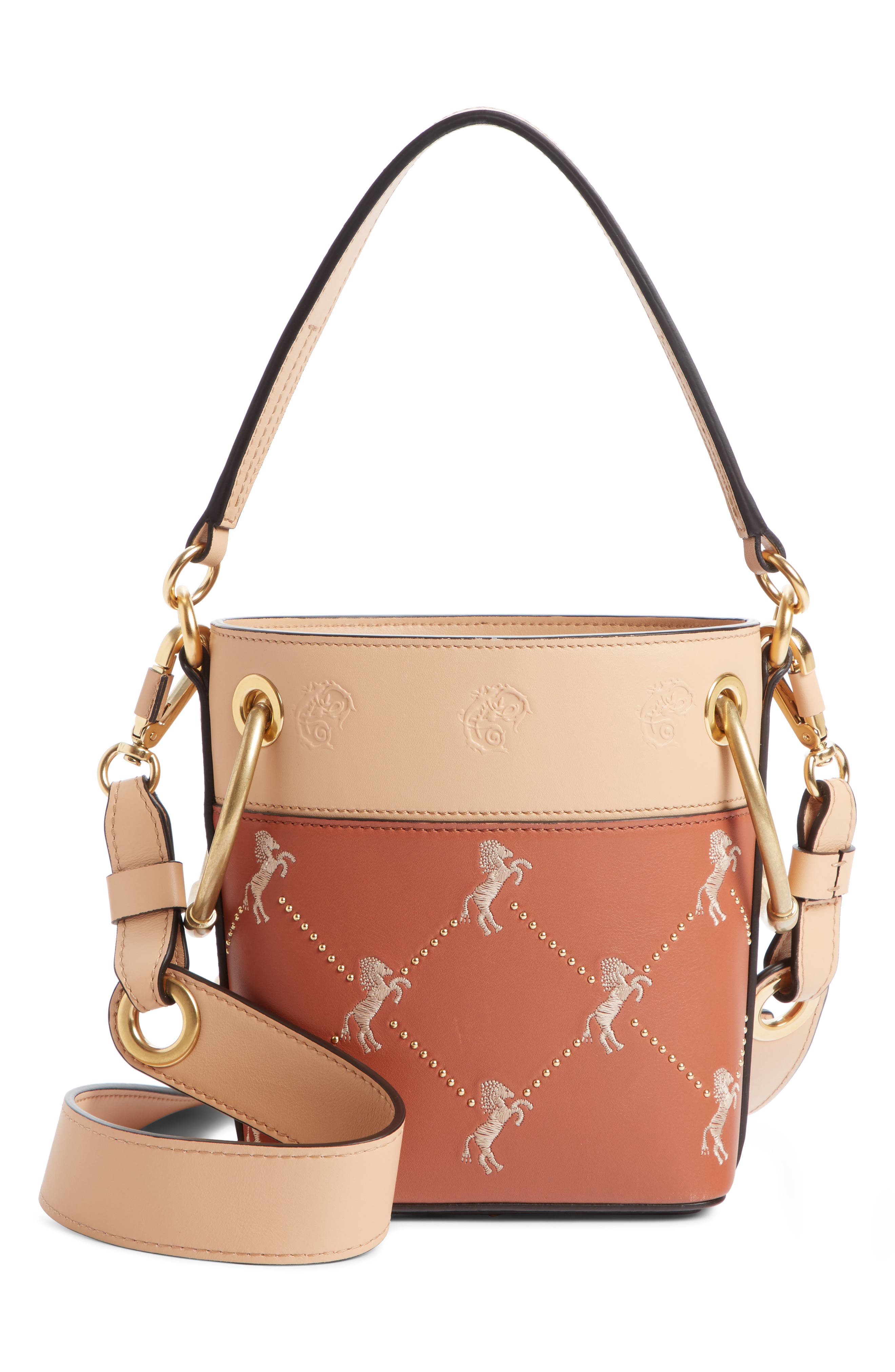 chloé roy mini leather bucket bag